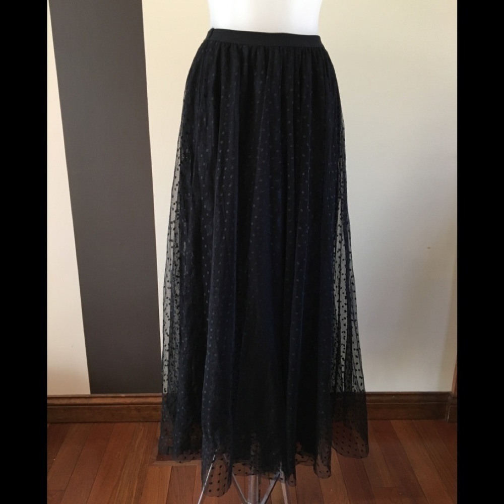 Hiche Dotted Mesh Maxi Black Skirt XS - Picture 5 of 8